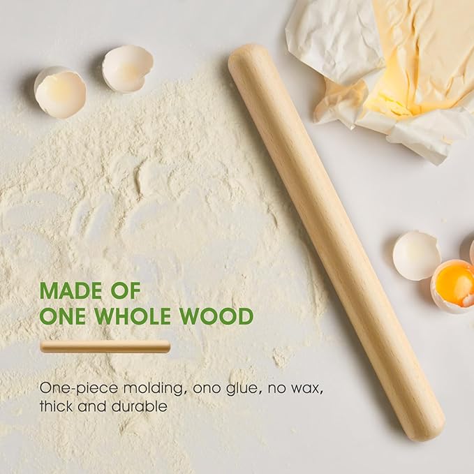 LorisArm 11.5-inch Wooden Rolling Pin for Baking, French Wood Rolling Pin Wood Kitchen Dough Roller for Fondant, Pizza, Pie, Cookie and Pastry (Pack of 2)