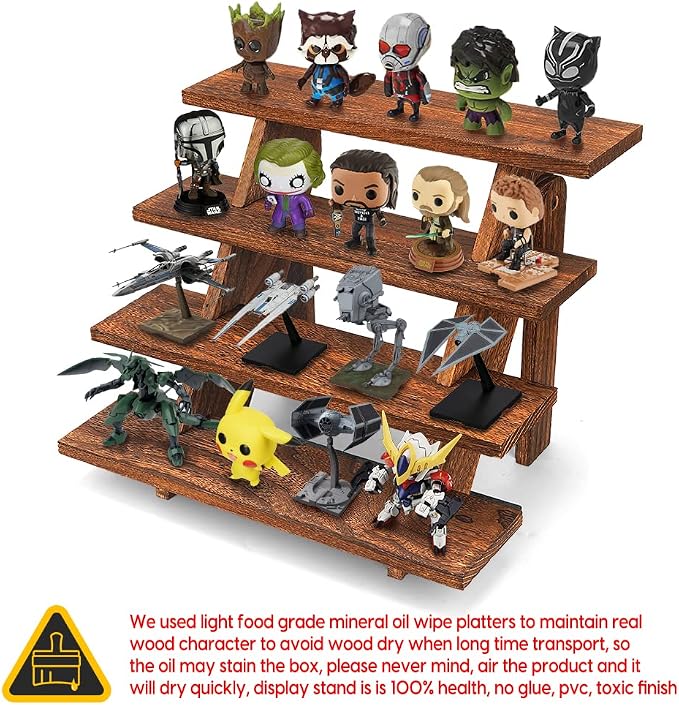Manspdier Wooden Display Stand Wood Cupcake Stands Tool Free, Rustic Risers for Display Ideal Craft Funko Pop Shelves Table Display Stand for Vendors Wood Riser