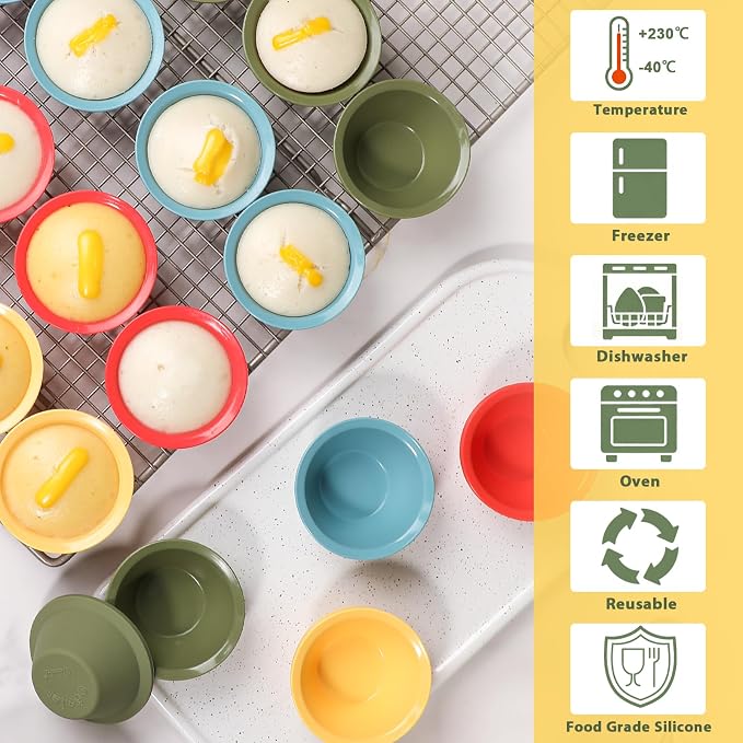 Webake 36 Pcs Platinum Silicone Puto Molder Filipino Small-Size, 2.2" Reusable Kutsinta Molder for Steamer, Plastic Replacement Baking Cup, BPA-Free and Non-Stick, Great for Bite-Size Muffin, Tart