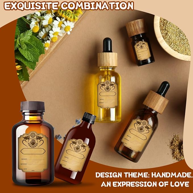 30 PCS Homemade Vanilla Extract Stickers, Vintage Bottle Label Stickers, Self-Adhesive Gift Tags for Handcrafted Bottles, Limoncello, Jars, 2oz & 4oz Storage Containers