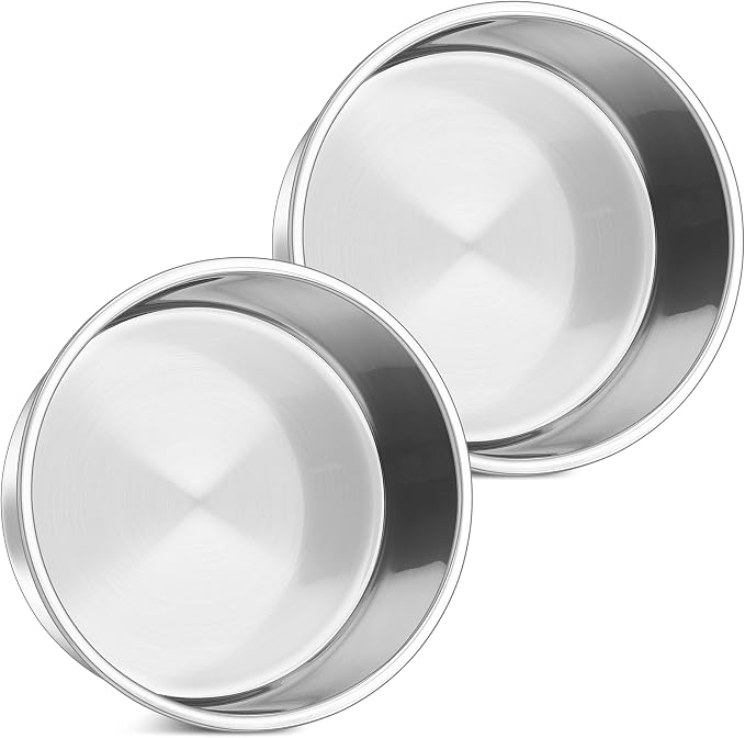 Herogo Cake Pans Set of 2, 6'' x 3'' Stainless Steel Deep Round Baking Pans, for Layer Birthday Wedding Christmas Cakes, Deep Side & One-piece Construction, Oven & Dishwasher Safe