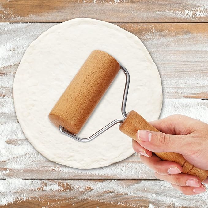 Watris Veiyi Small Rolling Pin, 2PCS Wooden Dough Roller, Non-Stick Pizza Roller, Dough Baker Roller Set for Home Kitchen Baking Cooking(9.5cm/3.74in)