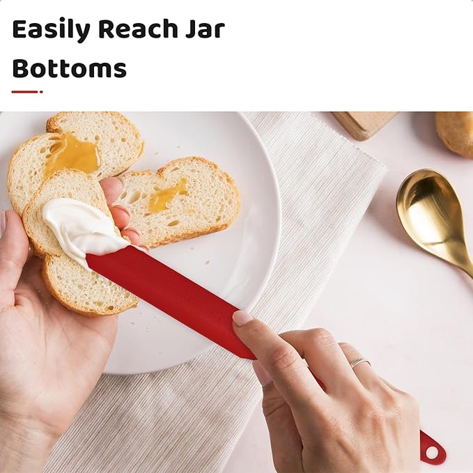 MOJOTORY Silicone Jar Scraper with Long Handle | Jam Spreader, For Peanut Butter, Kitchen Spatula, For Baking and Cake Icing