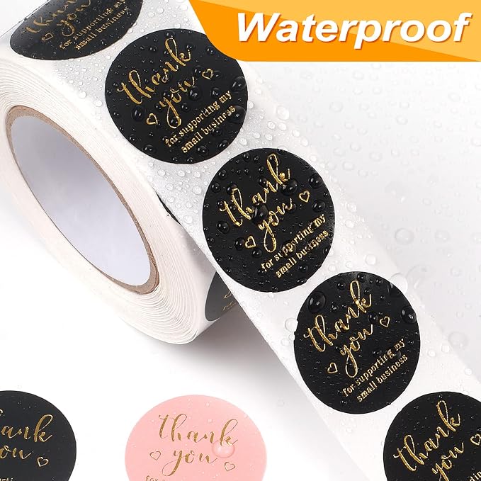 Thank You Round Stickers for Supporting My Small Business Adhesive Labels, 3-Color, 1inch (2000Pcs, 4 Rolls, Each roll 500Pcs)