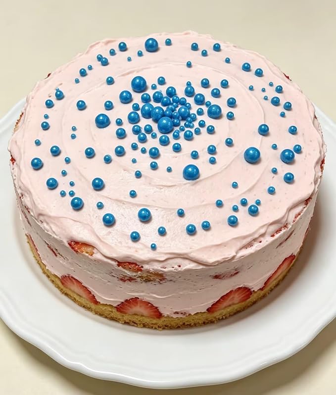 HeDeon&Rles Edible Blue Preals Sprinkles for Baking 4 Size（2mm 4mm 7mm 10mm）Blue Sprinkles for Cake Cupcake Pancake Icing Decoration Independence Day Halloween Supplies