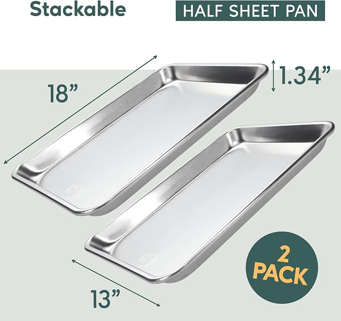 Ultra Cuisine Baking Sheet Pan Set of 2- Professional Bakeware for Roasting, Cooking & More - Food Safe, Warp Resistant, Bake Trays for Oven - Rimmed Half Cookie Sheets for Baking (Aluminum 18 x13")