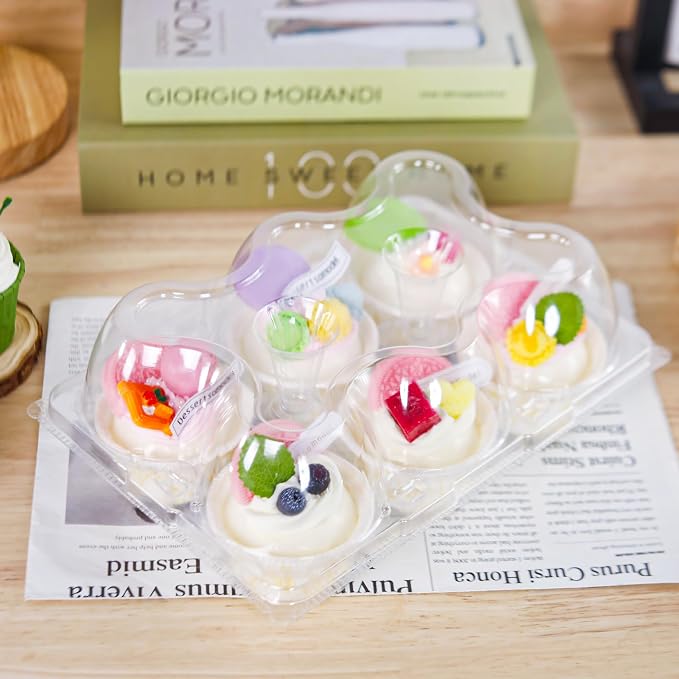 NPLUX 6 Count Cupcake Containers 15 Pack Cupcake Holders Clear Plastic Stackable Cupcake Boxes with Detachable Tall Dome Lids for 90 Cupcakes, BPA Free, Standard Size