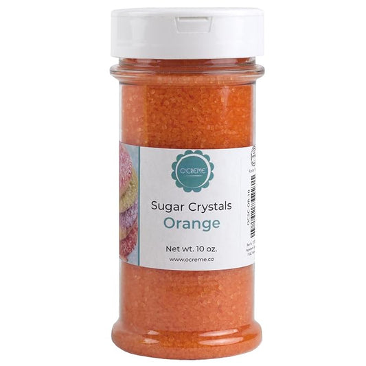 O’Creme Sugar Crystals - Coarse Sugar for Cookie Decorating - Eye-Catching Sugar Crystals – Coarse Sugar for Unique Cake Toppings, Cupcakes and Cookies – Ideal Decoration Solution - 10 Ounce Orange