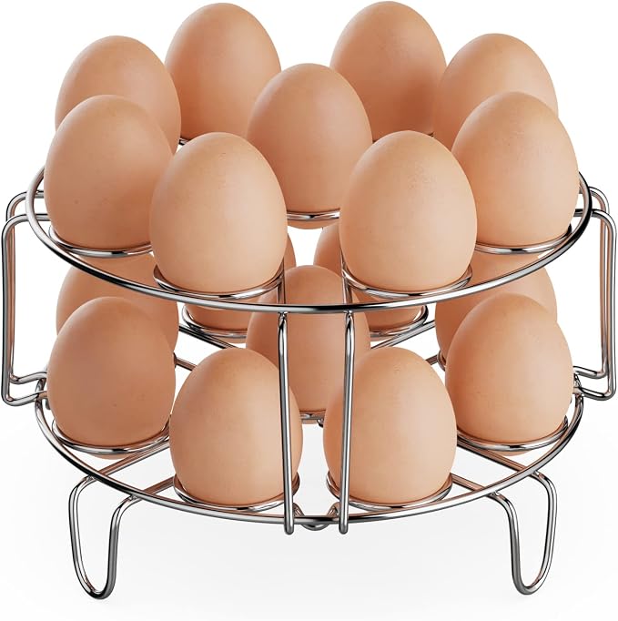 GSlife Egg Steamer Rack - Steel Trivet for Instant Pot Cooker, 2 Packs | Stackable 18 Egg Capacity, Steel Support for Pressure Cooker Meals, Deviled Eggs, Meal Prep, Steaming and Kitchen Daily Use