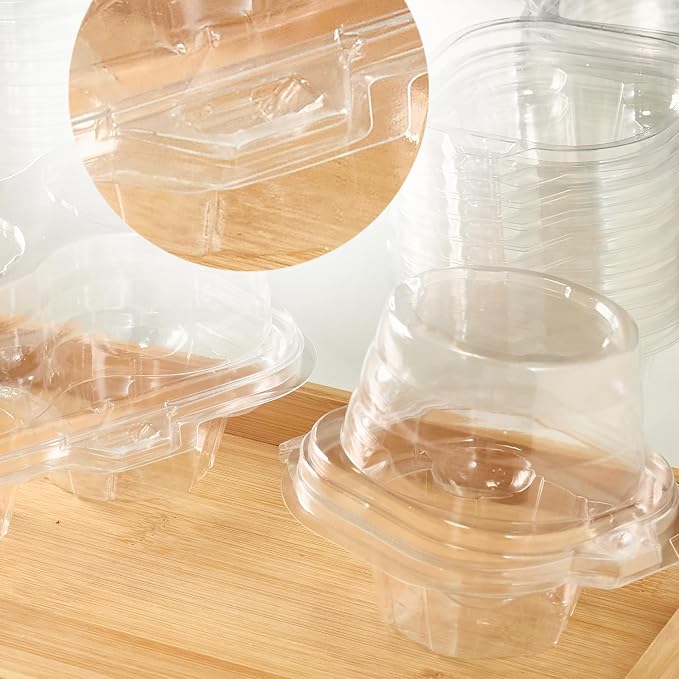 40 Pack Clear Plastic Cupcake Containers,Included 20 Single and 20 Double，Airtight Cupcake Holders, Reusable Stackable Cupcake Carrier for Party/Home