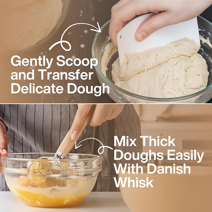 Sourdough Starter Kit | 9" Round & 10" Oval Banneton Bread Proofing Baskets | Sourdough Bread Baking Supplies with Silicone Sling Dough Whisk, Scrapers Lame, Detailed Guide & Recipes & more