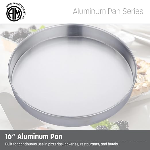 American Metalcraft A80162 Straight-Sided Pan, Aluminum, 16" Dia, 2" H, Silver