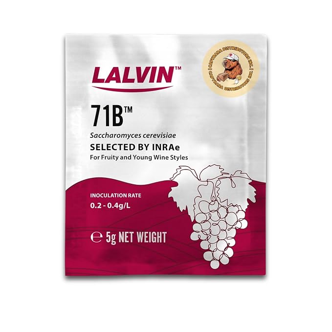 Lalvin 71B Wine Yeast (10 Pack) - Make Wine Cider Mead Kombucha At Home - 5 g Sachets - Saccharomyces cerevisiae - Sold by CAPYBARA Distributors Inc.