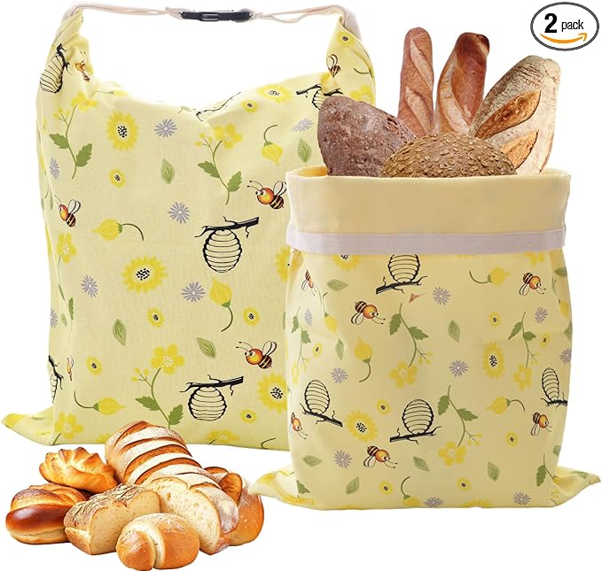 2 Pack Reusable Beeswax Bread Bags for Homemade Sourdough Bread, 17"×13" XL Cotton Beeswax Bags Keep Bread Fresh Sourdough bag, Freezer Safe Storage Container Keep Loaf Fresh