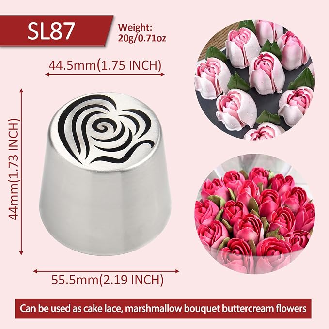 Extra Large Russian Piping Tips for Marshmallows Stainless Steel Flower Frosting Nozzles many styles Cake Decorating Baking tool for Buttercream, Cupcakes Cookies(SL87)