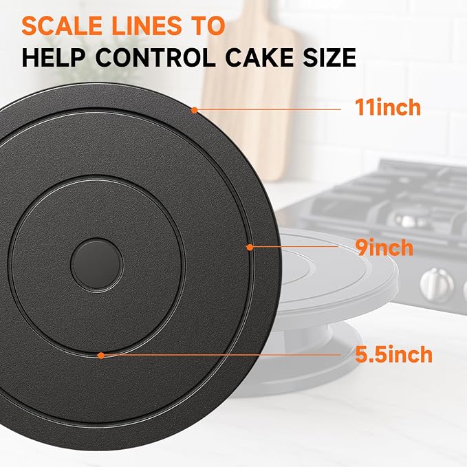 11 Inch Rotate Turntable, Revolving Cake Turntable, Cake Spinner Stand for Decorating, Display,Bakin (Black)