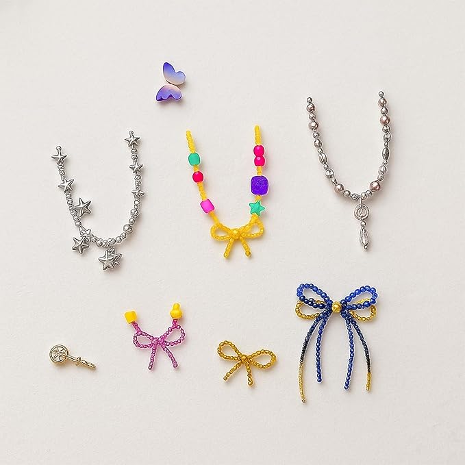 2Pcs 3D Nail Art Silicone Molds, Jewelry Necklace Chain Charms, Bow Star Pendant for UV Gel Acrylic DIY Craft Supplies