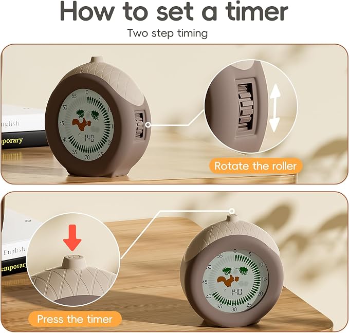 Visual Timer for Kids, 299 Minute Cute Squirrel Timer, Digital Timer with Pause Function, Clock and Alarm for Classroom, Homeschool Supplies Study Teaching Time Management Tool