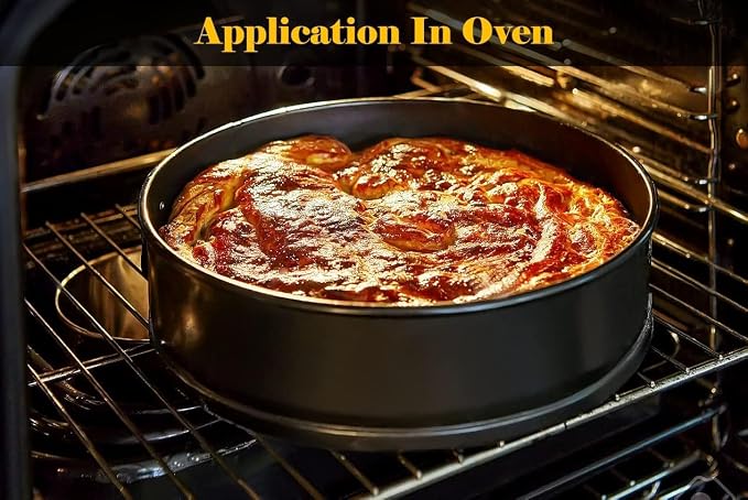 9 Inch Non-stick Springform Pan with Removable Bottom, Leakproof Round Bakeware for Cheesecakes, Cakes and Quiches, Carbon Steel, Black