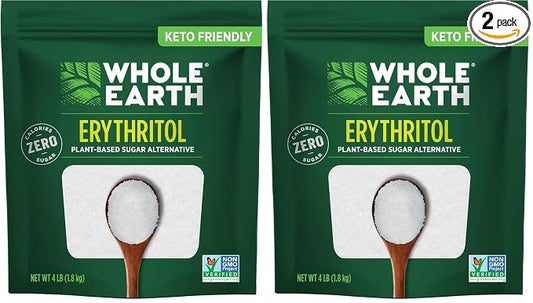 WHOLE EARTH 100% Erythritol Zero Calorie Plant-Based Sugar Alternative, 4 Pound Pouch (Packaging May Vary) (Pack of 2)