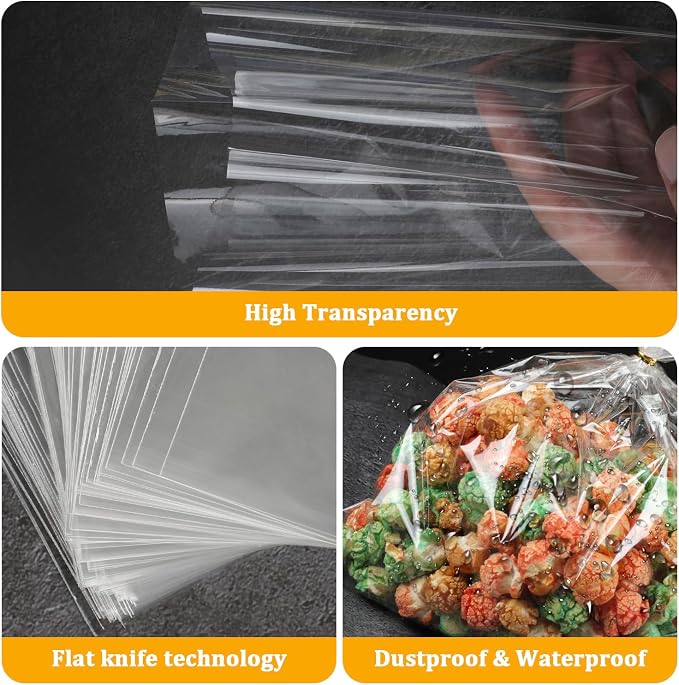 Labeol 150pcs Cellophane Bags 9x12 Treat Bags with Ties Clear Gift Candy Bag Cookie Bag for Packaging Party Favor Plastic Gift Wrap Easter