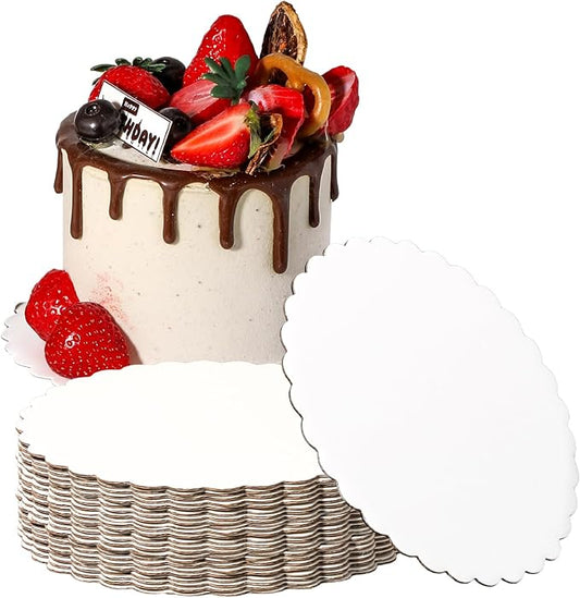 Fit Meal Prep 20 Pack 6 Inch Round White Cake Boards, Disposable Pizza Circles, Pan Base Stand for Desserts and Pastries, Greaseproof Cardboard Rounds for DIY, Birthday