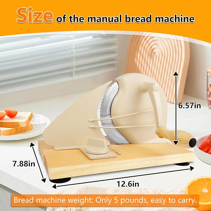 𝐔𝐩𝐠𝐫𝐚𝐝𝐞 Bread Slicer, Manual Bread Slicers with Hand Crank,Sourdough Slicer Manual Adjustable Width,Stainless Steel Blade Metal Guide Rail,Bread Slicer for Homemade Bread, 10 Years Warranty