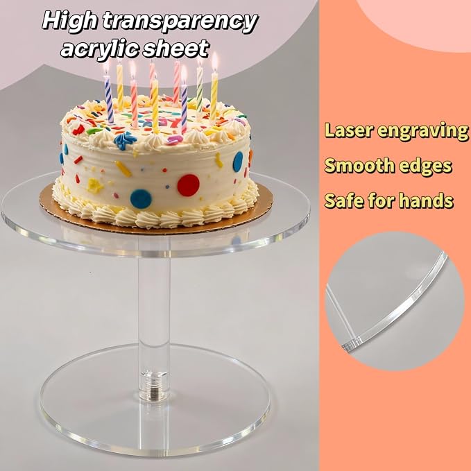 Acrylic Cake Stand for Dessert Table, 7.8 Inch Clear Round Cupcake Stand Display Riser for Birthday Party Wedding Event, Pastry Candy Pizza Display (Small)