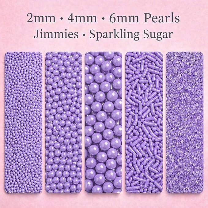 Confect Sprinkle Unicorn Paradise Edible Sprinkles – Assorted 5-Pack for Cake & Cupcake Decorating | Lavender Pearl Sprinkles Mix with Dragees, Jimmies & Sparkling Sugar | Vegan, Gluten-Free, Nut-Free – 5 Oz