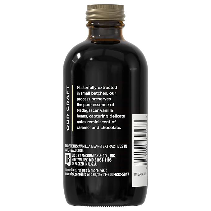 McCormick Gourmet Collection Vanilla Extract, Pure, Our Best Herbs & Spices, Crafted in Small Batches with 100% Madagascar Vanilla Beans, Elevates Cookies, Pancakes, Waffles, Coffee, Sauces, Glazes, and More, 4 fl oz