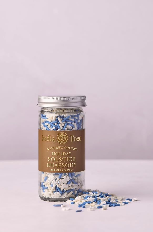 India Tree Nature’s Colors Cake Decorations Solstice Rhapsody Sprinkles in Glass Jar, Plant-Based Food Coloring, Non-GMO, No Artificial Dyes, Baking and Dessert Topping, 2.7 oz
