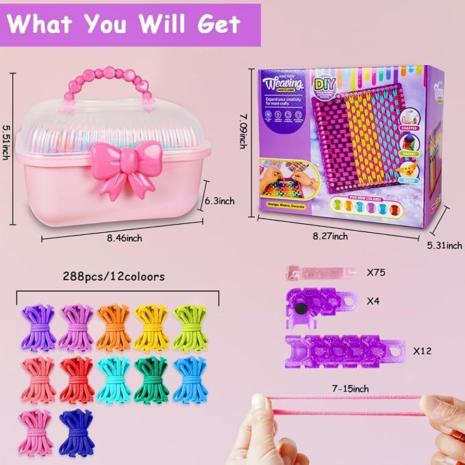 Disracker Weaving Loom Kit for Potholder Making - DIY Arts and Crafts for Kids and Adults, Includes 288 Loops & Step-by-Step Instructions, Ideal Gifts for Girls Ages 5 6 7 8-12 13