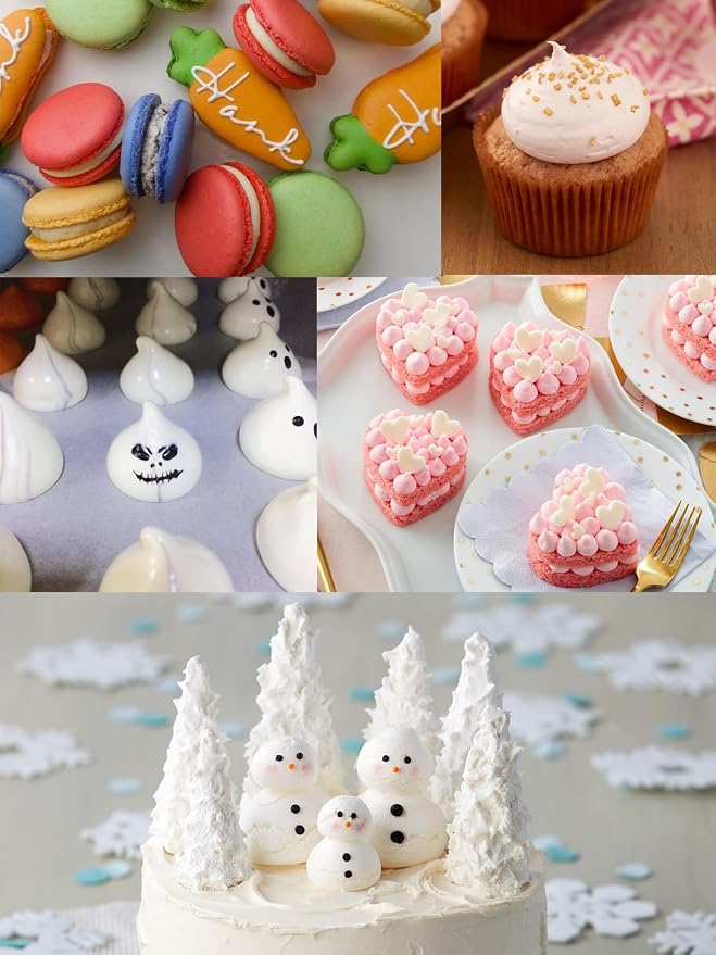 6 Pcs Large Round Piping Tips Set,1A 2A 3A R16L R18L R22L Plain Pastry Tube-Perfect for Macarons, Cake,Cupcake & Cookie Decorating
