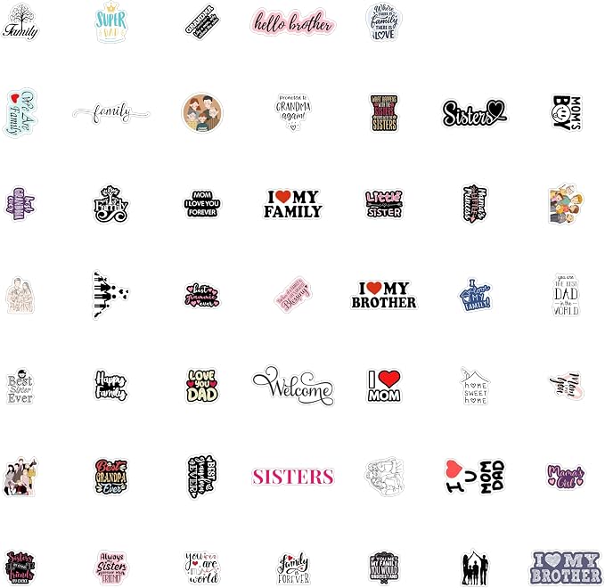 BulbaCraft Family Stickers for Water Bottle and Laptop - Family Party Supplies & Decorations, Waterproof Vinyl Decals, Home and Love Stickers, Gifts for Women & Men