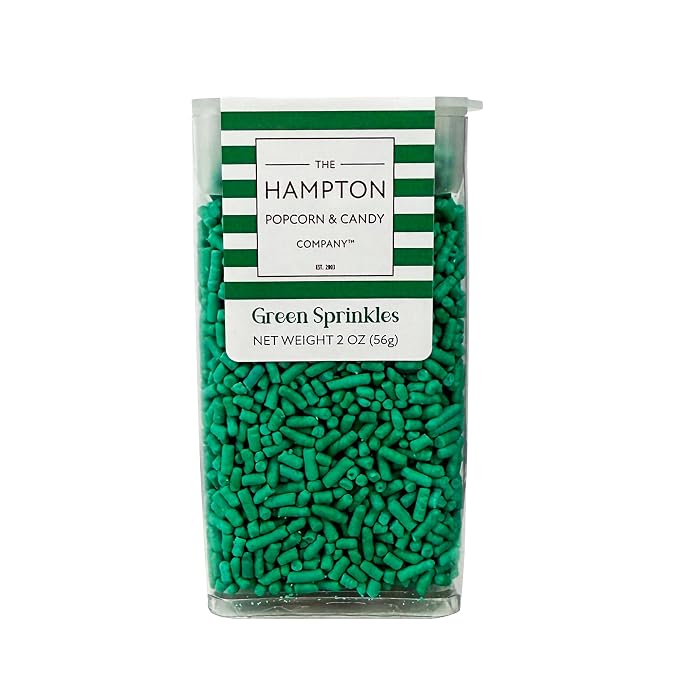 Bright Green Sprinkles Jimmies 2 oz, Sprinkles For Cake Decorating, Baking, Ice Cream & More, The Hampton Candy Company