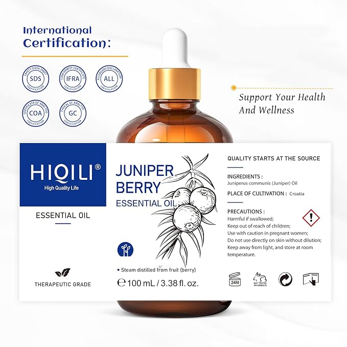 HIQILI 100ML Juniper Berry Essential Oil, Premium - 3.38 Fl Oz