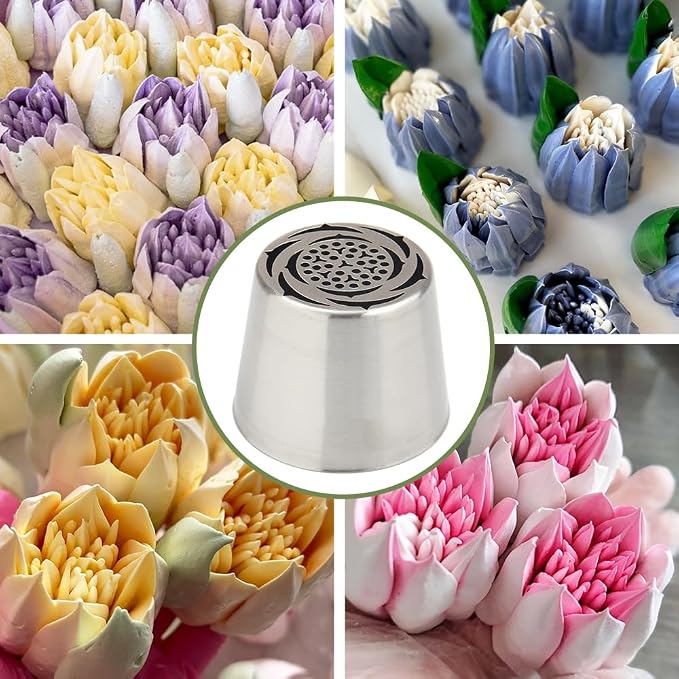 Extra Large Russian Piping Tips for Marshmallows Stainless Steel Flower Frosting Nozzles many styles Cake Decorating Baking tool for Buttercream, Cupcakes Cookies(SL54)