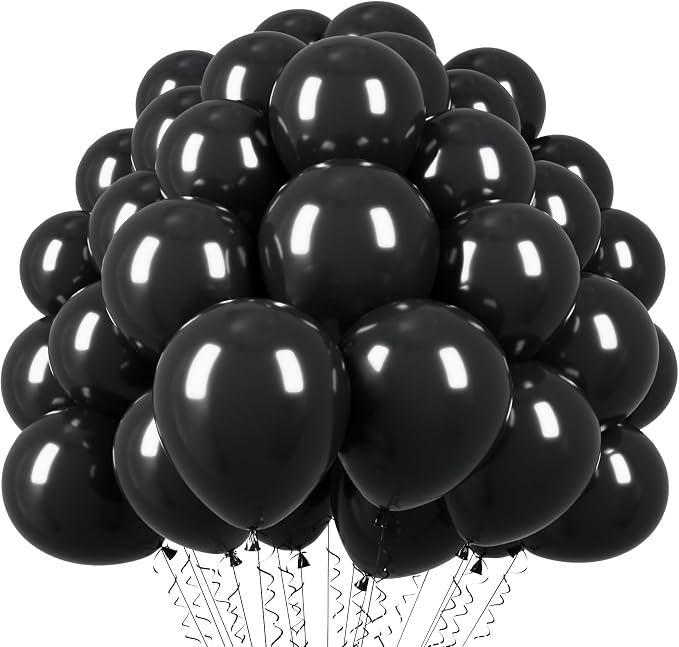 Voircoloria 110pcs Black Balloons 12inch Matte Black Latex Party Balloons for Graduation, Wedding, Birthday, New Year, Baby Shower, Anniversary, Holiday Party Decorations