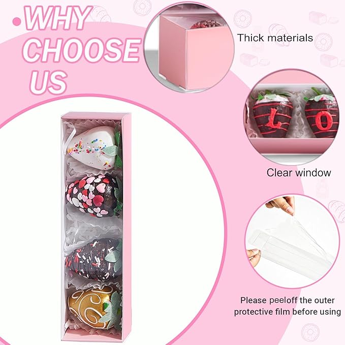 12Pcs 8x2.2x2 Inches Mcaron,Truffle,Chocolate Boxes Empty Bakery Boxes for Chocolate Covered Strawberry,Bonbon,Sweets & Party Favors