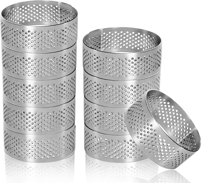 50 Pcs 1.98 Inch 304 Stainless Steel Tart Ring, Heat-Resistant Perforated Cake Mousse Ring, Round Ring Baking Small Fruit Tarte Crust Tools 5cm