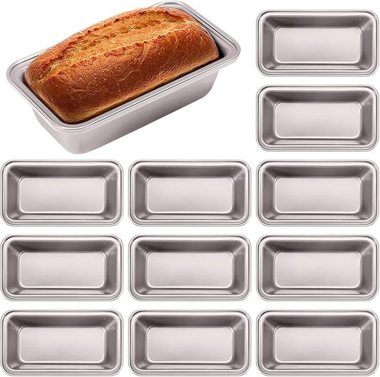 Uiifan 12 Pcs Mini Loaf Pan for Baking Bread Non Stick Small Banana Bread Tins Mini Loaf Pans for Nonstick Tiny Meatloaf Pan Carbon Steel for Oven and Baking (6 * 3.3 * 2inch,Champagne Gold)