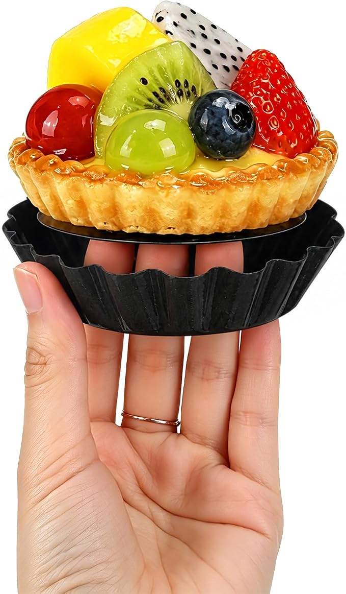 24 Pcs Mini Tart Pans, 3 Inch Tart Pan with Removable Bottom Nonstick Quiche Pie Pans Fluted Side for Muffins, Mousse Cakes, Desserts