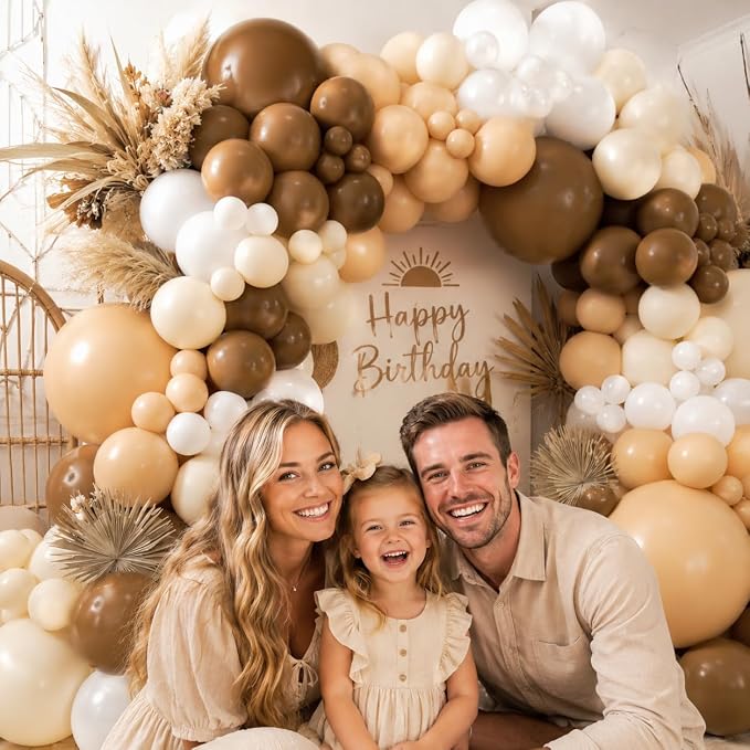 450Pcs Netural Balloons Garland Arch Kit - 18 12 10 5 Inch Different Sizes Brown Latex Balloon for Birthday, Anniversary, Bridal Shower, Baby Shower, Wedding, Boho, Teddy Party Decorations