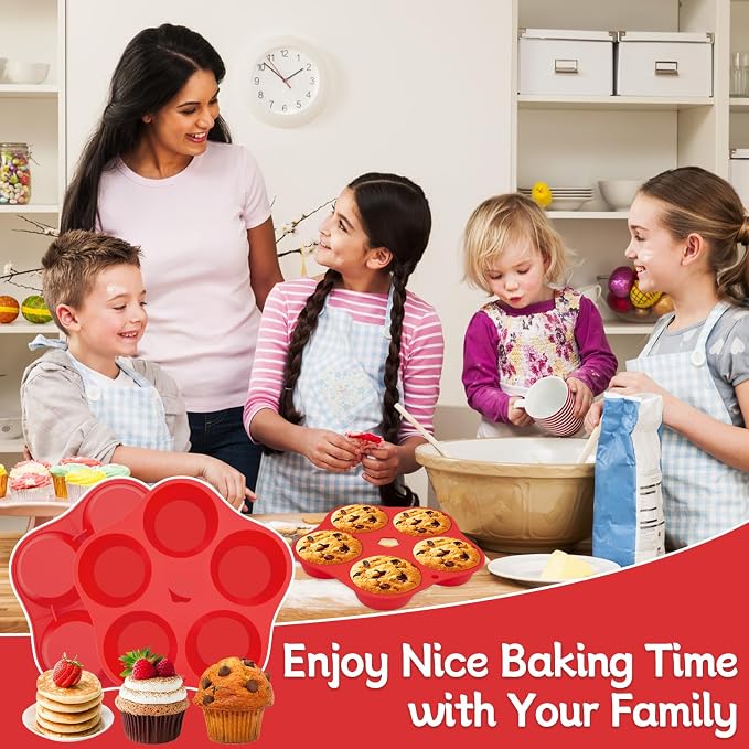Air Fryer Muffin Pan Egg Bite Silicone Round Mold for Oven Baking,Muffin Tins Cups Cake Tray for Air Fryer Liners Basket Instant Pot Baking Muffin Pancake Accessories 2PCS AB-01