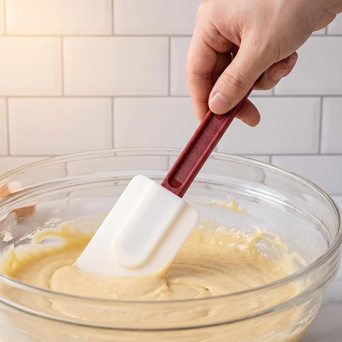 4 Pack Silicone Spatula Set with 2 Hooks, Long Handle Kitchen Scrapers