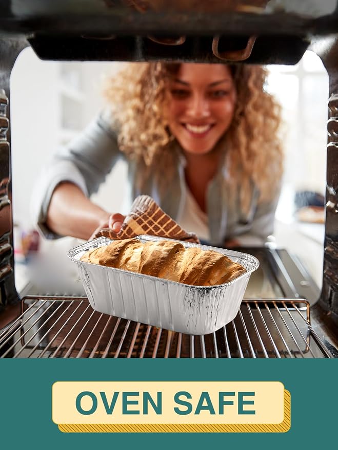 NEEBAKE 110 Pack 6x3.5x2 Disposable Aluminum Loaf Pans with Lids - 1 Lb Mini Loaf Pans, Small Aluminum Tin Foil Baking Pan, Food Containers for Baking, Cakes, Bread, Meat, Loaves