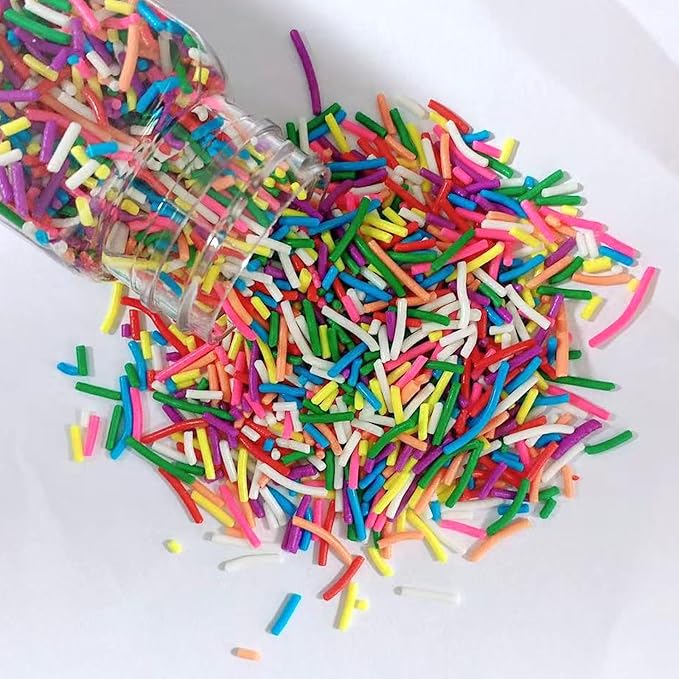 Sentovac Rainbow Jimmies Sprinkles Edible for Cake Decorating Rainbow Sprinkles Sugar Candy Cookie Cupcake Topper Ice Cream Baking Decorations Wedding Halloween Christmas Supplies 3.53oz