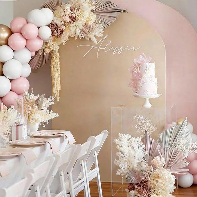 Dusty Pink White Nude Balloon Garland Arch Kit, 144pcs Pink and Gold Balloons for Boho Engagement Wedding Bridal Shower Birthday Party Decorations