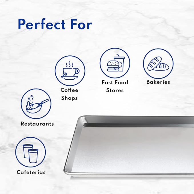 New Star Foodservice Heavy Duty 16-Gauge Aluminum Sheet Pan, 18 x 26 x 1 Inches, Pack of 12