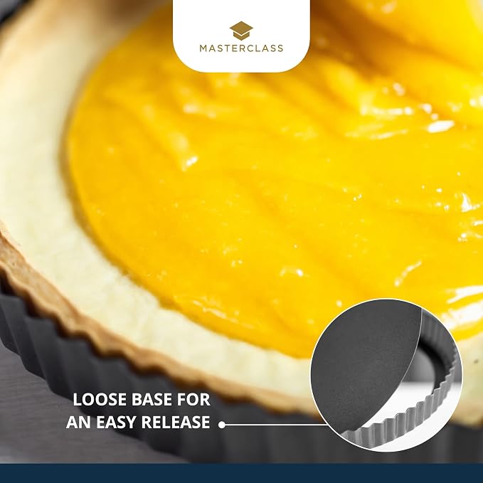 MasterClass Non-Stick Fluted Flan Tin/Quiche Pan with Loose Base, 25 cm (10")